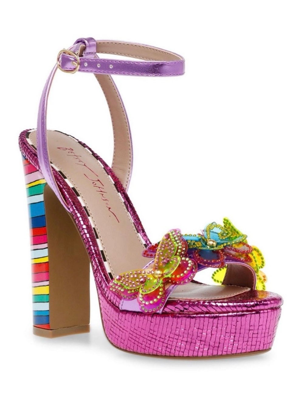 Betsey Johnson Women's Noemi Butterfly Strap Dress Sandals Magenta Multi 9
